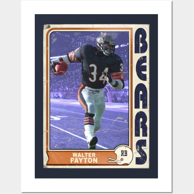 Retro Walter Payton Football Trading Card Wall Art by darklordpug